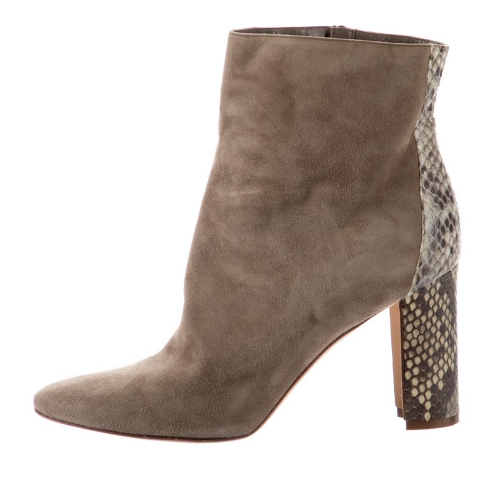 Manolo snake skin heel boot